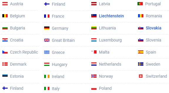 Bitvavo is available in these countries in Europe